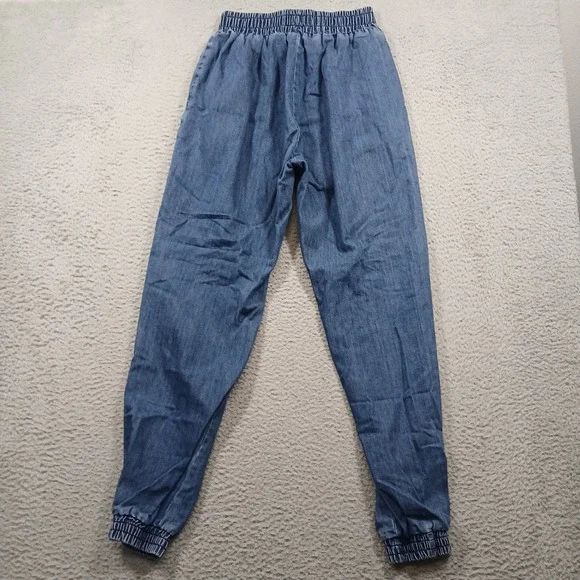 Naked Wardrobe Denim Jogger Pants Medium Wash Elastic Waist Size Medium EUC - Picture 3 of 12